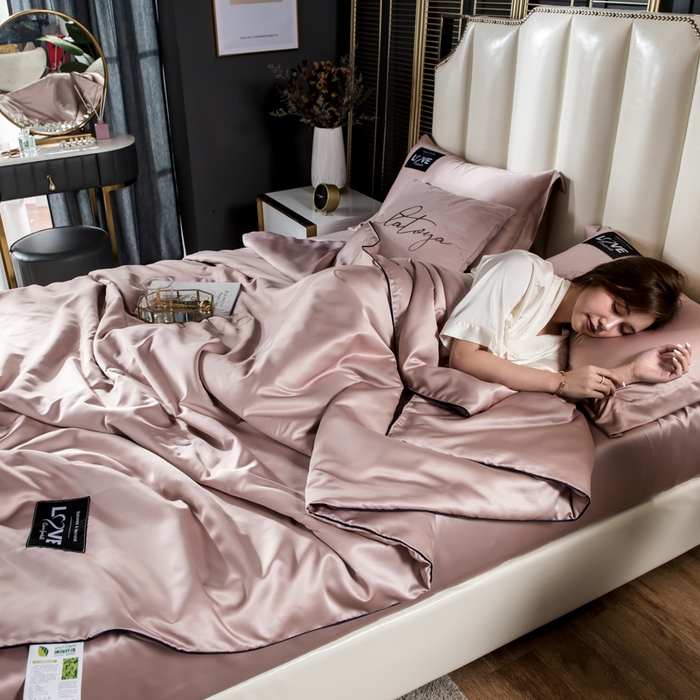 91家纺网 家纺一手货源 找家纺 丽莱美家纺 2025新款夏被  夏被三件套 夏被四件套 香槟