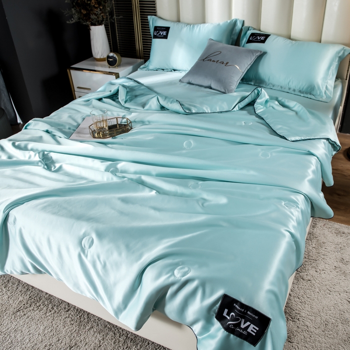 91家纺网 家纺一手货源 找家纺 丽莱美家纺 2025新款夏被  夏被三件套 夏被四件套 水绿