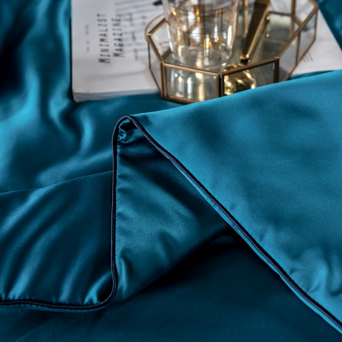 91家纺网 家纺一手货源 找家纺 丽莱美家纺 2025新款夏被  夏被三件套 夏被四件套 孔雀蓝