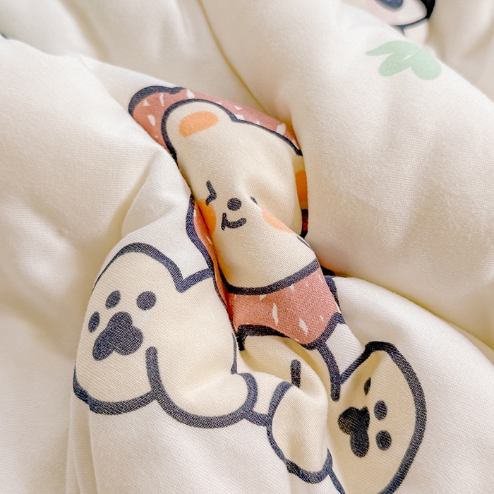 91家纺网 家纺一手货源 找家纺 天瑜家纺 2025新款针织棉手包豆豆被儿童被大豆被被子被芯 手包边  动物乐园绿