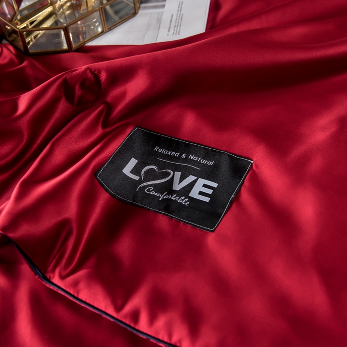 91家纺网 家纺一手货源 找家纺 丽莱美家纺 2025新款夏被  夏被三件套 夏被四件套 酒红