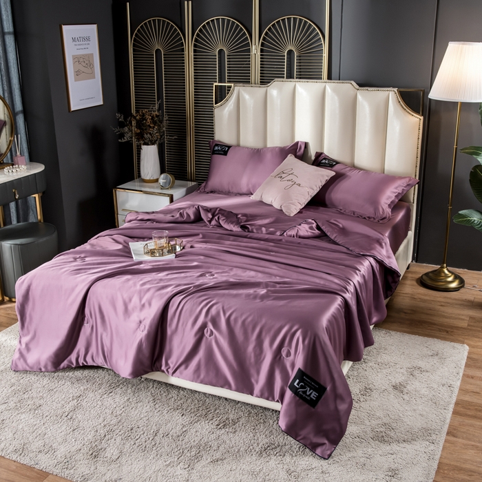 91家纺网 家纺一手货源 找家纺 丽莱美家纺 2025新款夏被  夏被三件套 夏被四件套 紫色