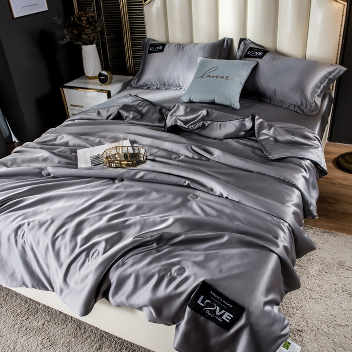 91家纺网 家纺一手货源 找家纺 丽莱美家纺 2025新款夏被  夏被三件套 夏被四件套 灰色