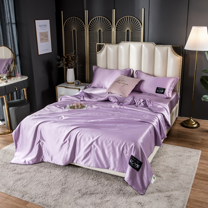 91家纺网 家纺一手货源 找家纺 丽莱美家纺 2025新款夏被  夏被三件套 夏被四件套 淡紫