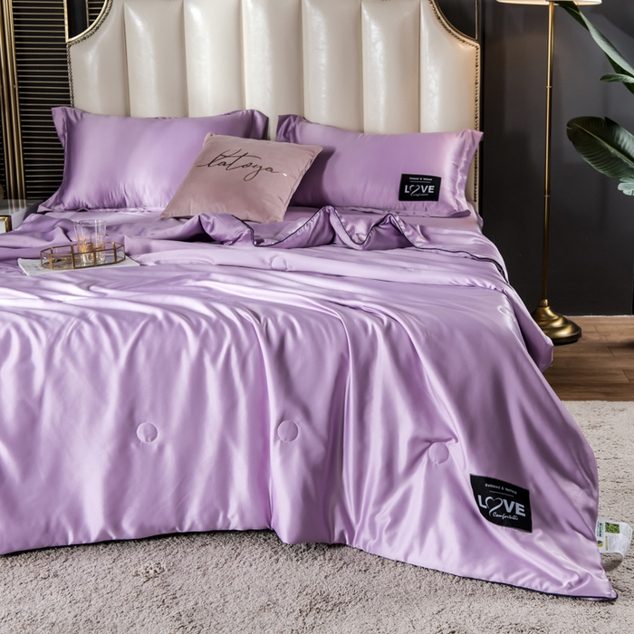 91家纺网 家纺一手货源 找家纺 丽莱美家纺 2025新款夏被  夏被三件套 夏被四件套 淡紫