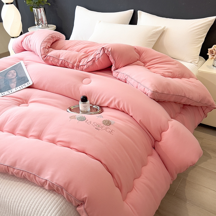 91家纺网 家纺一手货源 找家纺 丽莱美家纺 2026新款牛奶棉新疆羽丝绵被被子被芯-云柔系列 云柔-粉