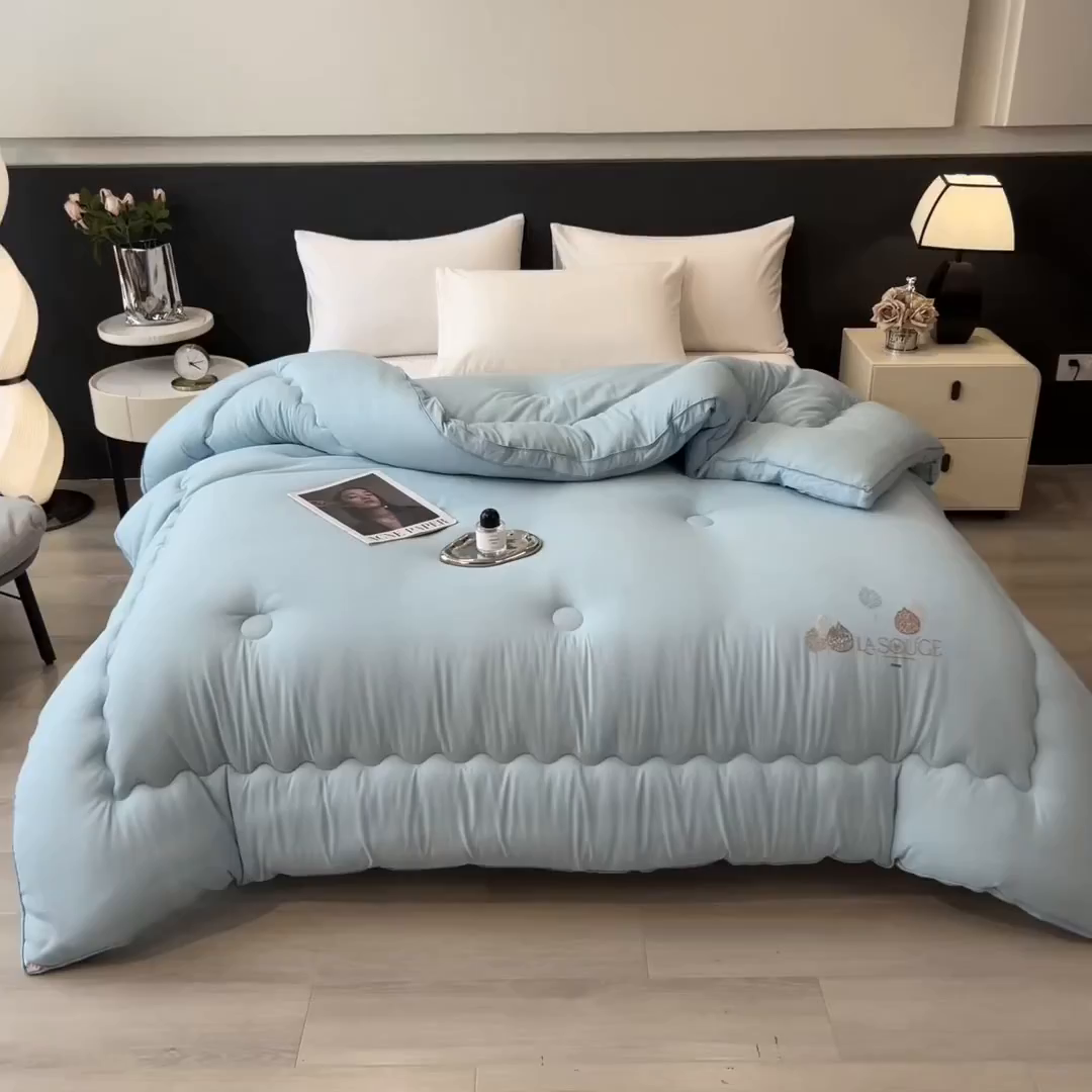 91家纺网 家纺一手货源 找家纺 丽莱美家纺 2026新款牛奶棉新疆羽丝绵被被子被芯-云柔系列 云柔-蓝