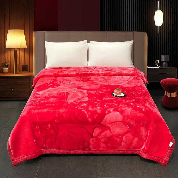 91家纺网 家纺一手货源 找家纺 （总）凯轩毛毯 2025新款加厚双层婚庆云毯  毛毯