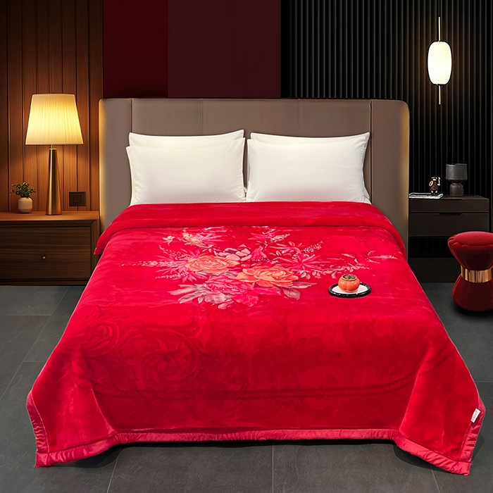 91家纺网 家纺一手货源 找家纺 （总）凯轩毛毯 2025新款加厚双层婚庆云毯  毛毯