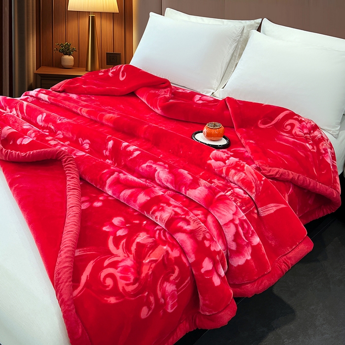 91家纺网 家纺一手货源 找家纺 （总）凯轩毛毯 2025新款加厚双层婚庆云毯  毛毯