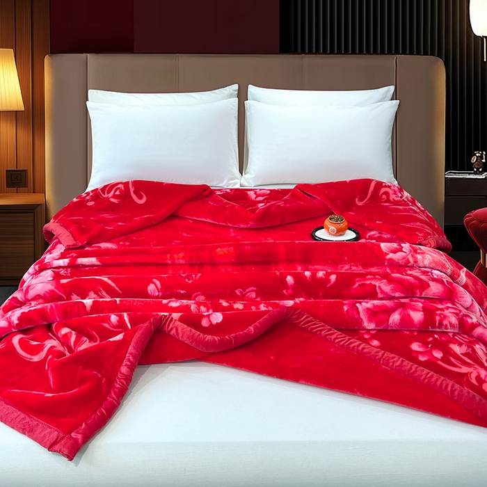 91家纺网 家纺一手货源 找家纺 （总）凯轩毛毯 2025新款加厚双层婚庆云毯  毛毯