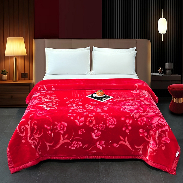 91家纺网 家纺一手货源 找家纺 （总）凯轩毛毯网销专供 2025新款水波纹精品婚庆云毯毛毯