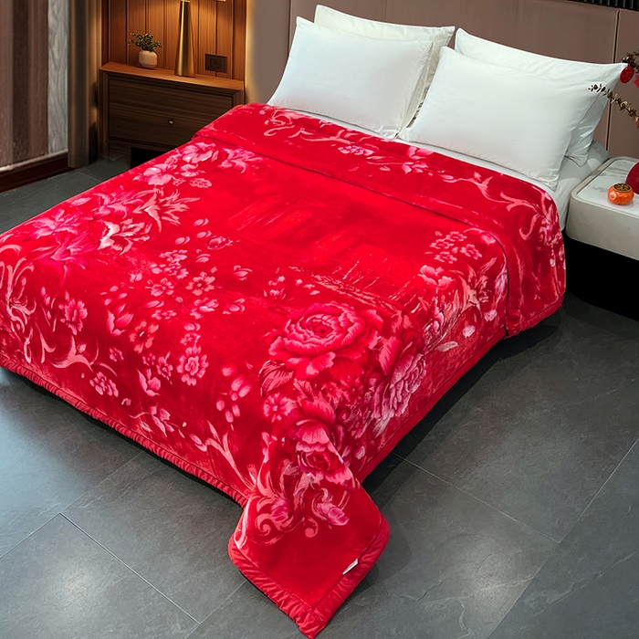 91家纺网 家纺一手货源 找家纺 （总）凯轩毛毯 2025新款加厚双层婚庆云毯  毛毯