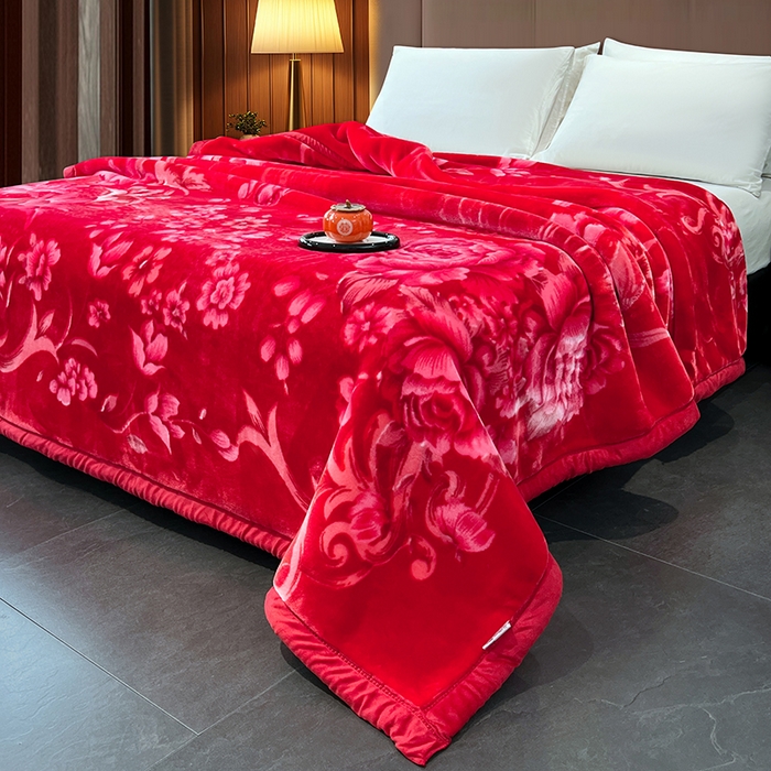 91家纺网 家纺一手货源 找家纺 （总）凯轩毛毯 2025新款加厚双层婚庆云毯  毛毯