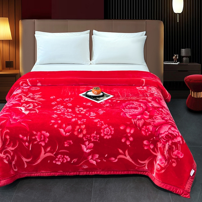 91家纺网 家纺一手货源 找家纺 （总）凯轩毛毯 2025新款加厚双层婚庆云毯  毛毯