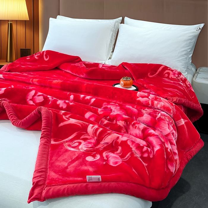 91家纺网 家纺一手货源 找家纺 （总）凯轩毛毯 2025新款加厚双层婚庆云毯  毛毯