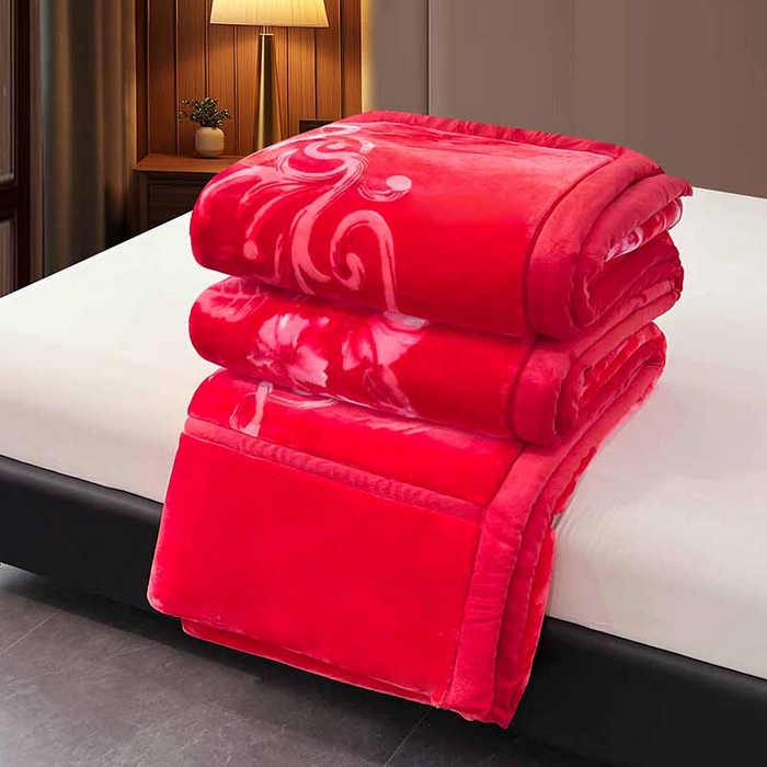 91家纺网 家纺一手货源 找家纺 （总）凯轩毛毯 2025新款加厚双层婚庆云毯  毛毯