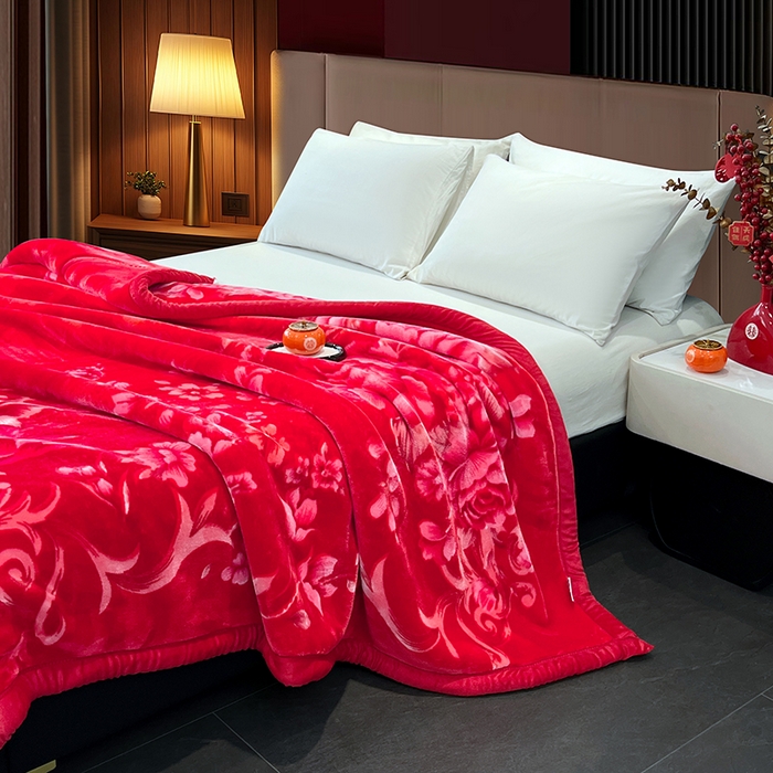 91家纺网 家纺一手货源 找家纺 （总）凯轩毛毯 2025新款加厚双层婚庆云毯  毛毯