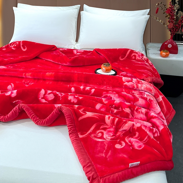 91家纺网 家纺一手货源 找家纺 （总）凯轩毛毯 2025新款加厚双层婚庆云毯  毛毯