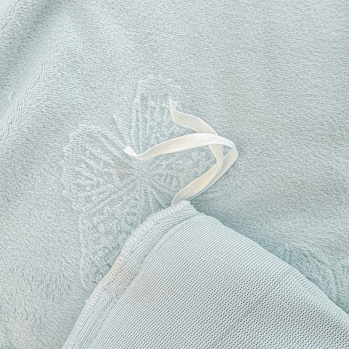 91家纺网 家纺一手货源 找家纺 虹星家纺 2025新款花边牛奶绒床裙四件套系列 蝶恋-天空蓝