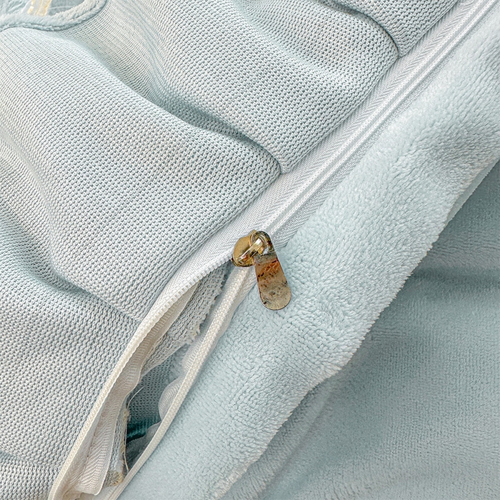 91家纺网 家纺一手货源 找家纺 虹星家纺 2025新款花边牛奶绒床裙四件套系列 蝶恋-天空蓝