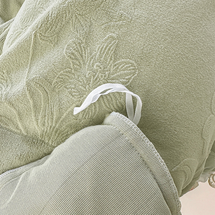 91家纺网 家纺一手货源 找家纺 虹星家纺 2025新款花边牛奶绒床裙四件套系列 蝶恋-抹茶绿