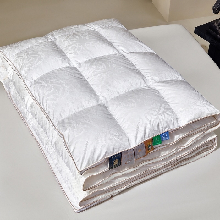 91家纺网 家纺一手货源 找家纺 织梦人羽绒工厂店 2025新款高蓬松羽绒羽毛被大牌同款花型-高精密提花系列 高精密提花-时尚语录-白