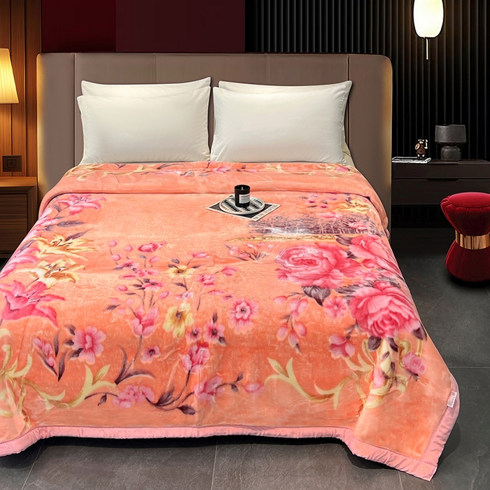 91家纺网 家纺一手货源 找家纺 凯轩毛毯 2025新款加厚双层婚庆云毯  毛毯 朝花夕拾