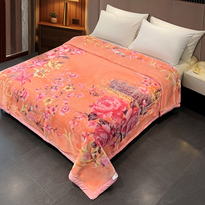 91家纺网 家纺一手货源 找家纺 凯轩毛毯 2025新款加厚双层婚庆云毯  毛毯 朝花夕拾