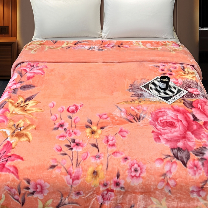 91家纺网 家纺一手货源 找家纺 凯轩毛毯 2025新款加厚双层婚庆云毯  毛毯 朝花夕拾