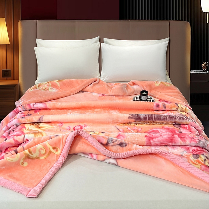 91家纺网 家纺一手货源 找家纺 凯轩毛毯 2025新款加厚双层婚庆云毯  毛毯 朝花夕拾