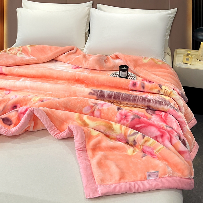 91家纺网 家纺一手货源 找家纺 凯轩毛毯 2025新款加厚双层婚庆云毯  毛毯 朝花夕拾