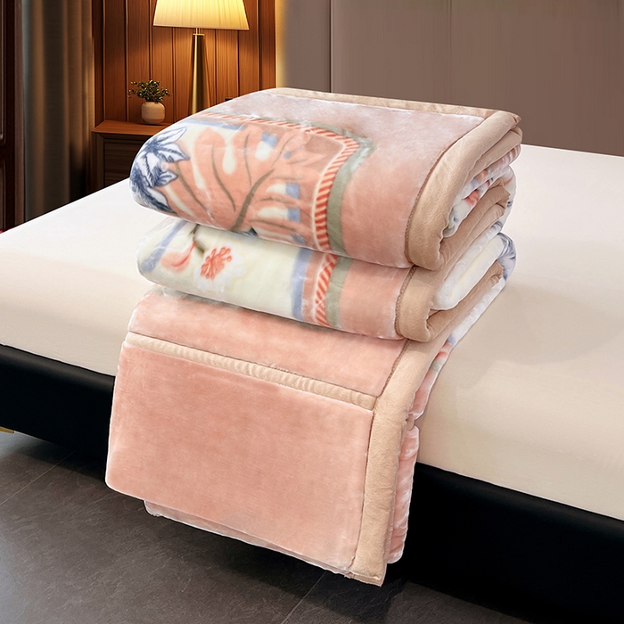 91家纺网 家纺一手货源 找家纺 凯轩毛毯 2025新款加厚双层婚庆云毯  毛毯 春意盎然