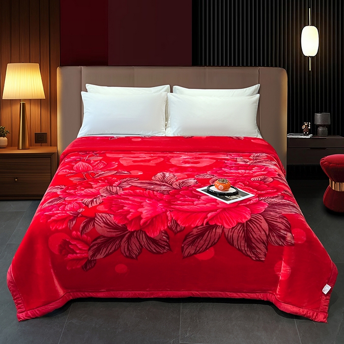 凯轩毛毯 2025新款加厚双层婚庆云毯  毛毯 锦上添花