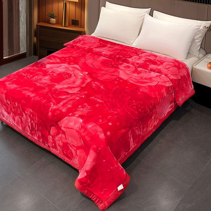 91家纺网 家纺一手货源 找家纺 凯轩毛毯 2025新款加厚双层婚庆云毯  毛毯 玫瑰庄园