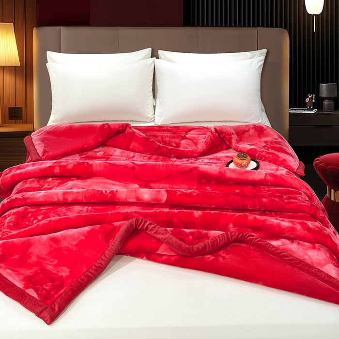 91家纺网 家纺一手货源 找家纺 凯轩毛毯 2025新款加厚双层婚庆云毯  毛毯 玫瑰庄园