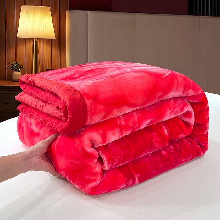 91家纺网 家纺一手货源 找家纺 凯轩毛毯 2025新款加厚双层婚庆云毯  毛毯 玫瑰庄园