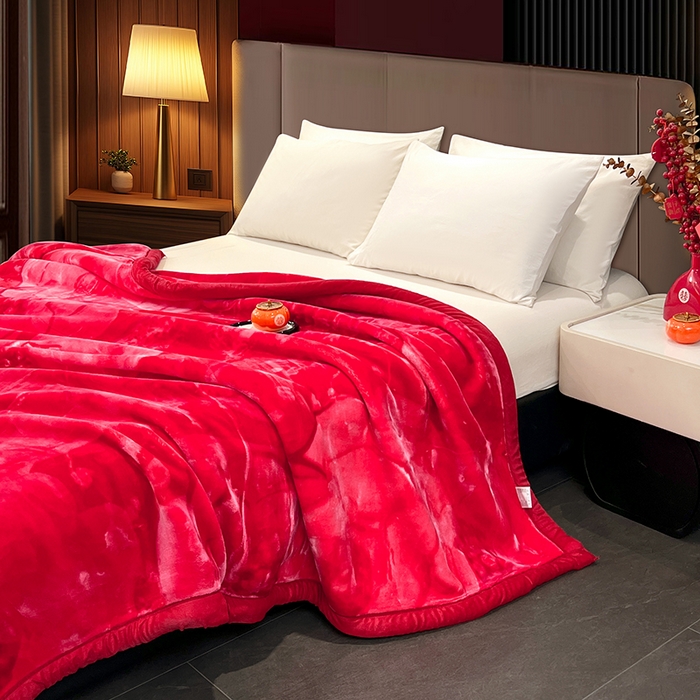 91家纺网 家纺一手货源 找家纺 凯轩毛毯 2025新款加厚双层婚庆云毯  毛毯 玫瑰庄园