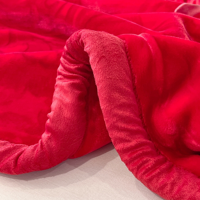 91家纺网 家纺一手货源 找家纺 凯轩毛毯 2025新款加厚双层婚庆云毯  毛毯 心花怒放