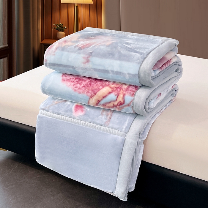 91家纺网 家纺一手货源 找家纺 凯轩毛毯 2025新款加厚双层婚庆云毯  毛毯 烟雨蒙蒙