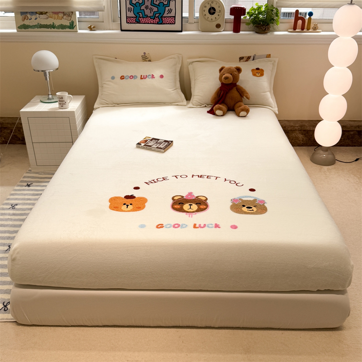 91家纺网 家纺一手货源 找家纺 （总）857家居 2025新款卡通牛奶绒刺绣床笠