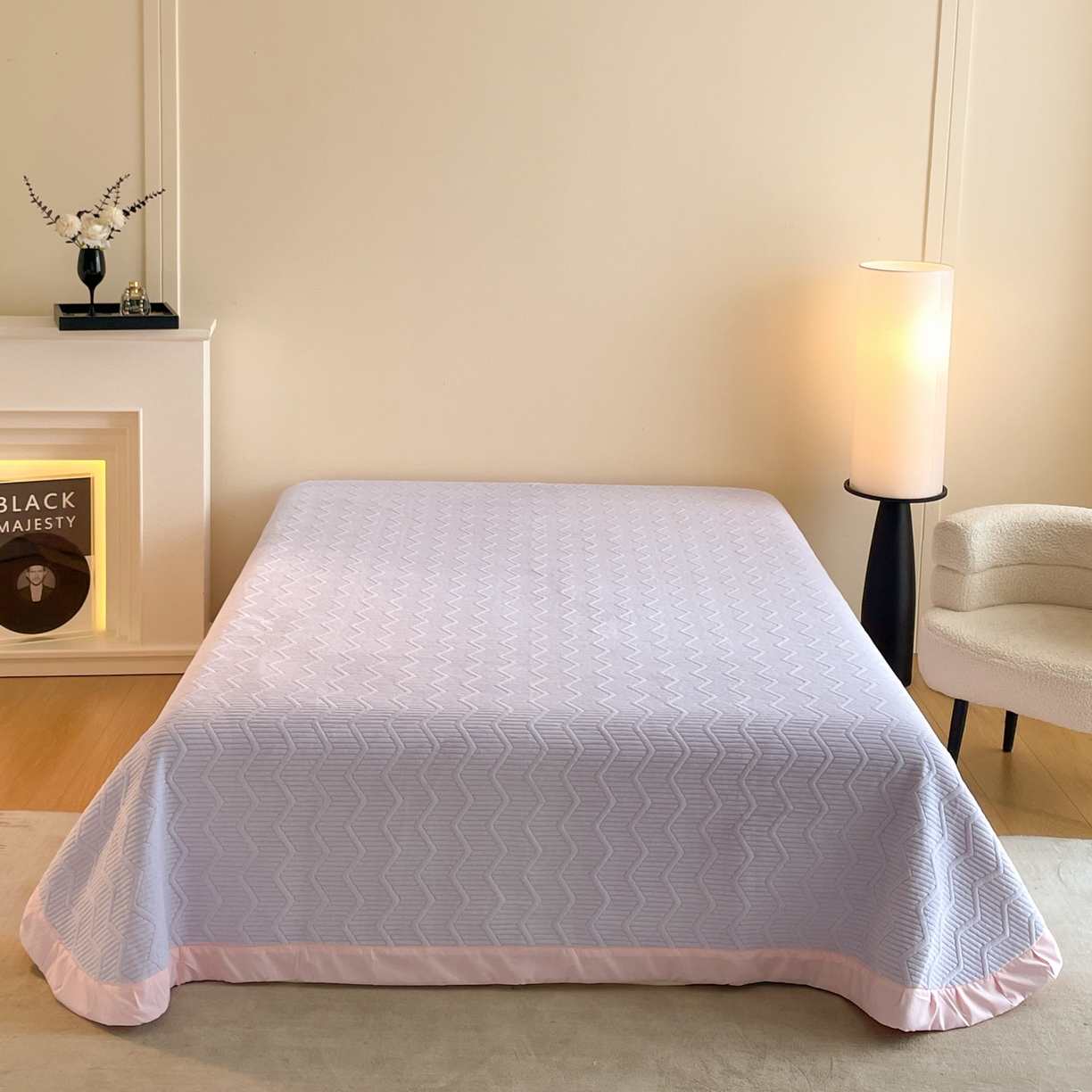 91家纺网 家纺一手货源 找家纺 （总）控价 2025新款 床盖款240克全消光A类刺绣牛奶绒四件套-浮生若梦