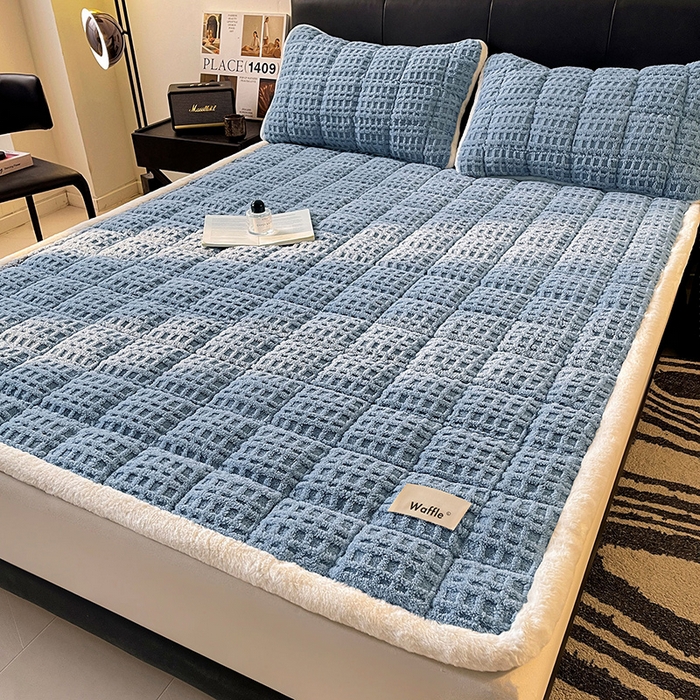 91家纺网 家纺一手货源 找家纺 （总）喜居 2025新款舒棉绒华夫格床褥垫