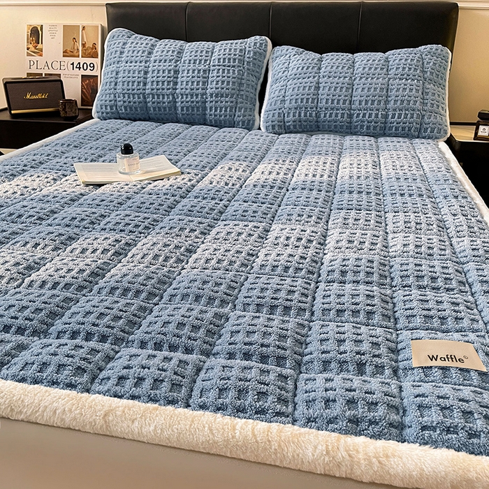 91家纺网 家纺一手货源 找家纺 （总）喜居 2025新款舒棉绒华夫格床褥垫