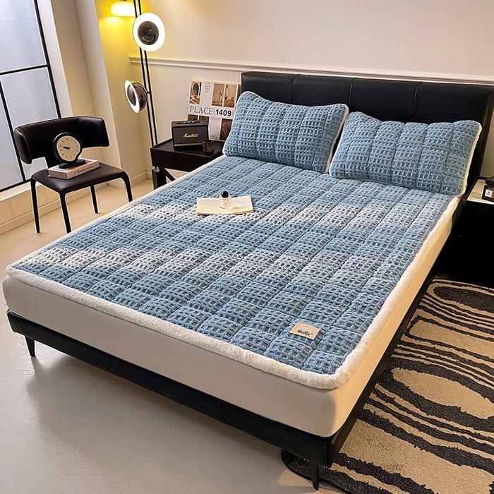 91家纺网 家纺一手货源 找家纺 （总）喜居 2025新款舒棉绒华夫格床褥垫