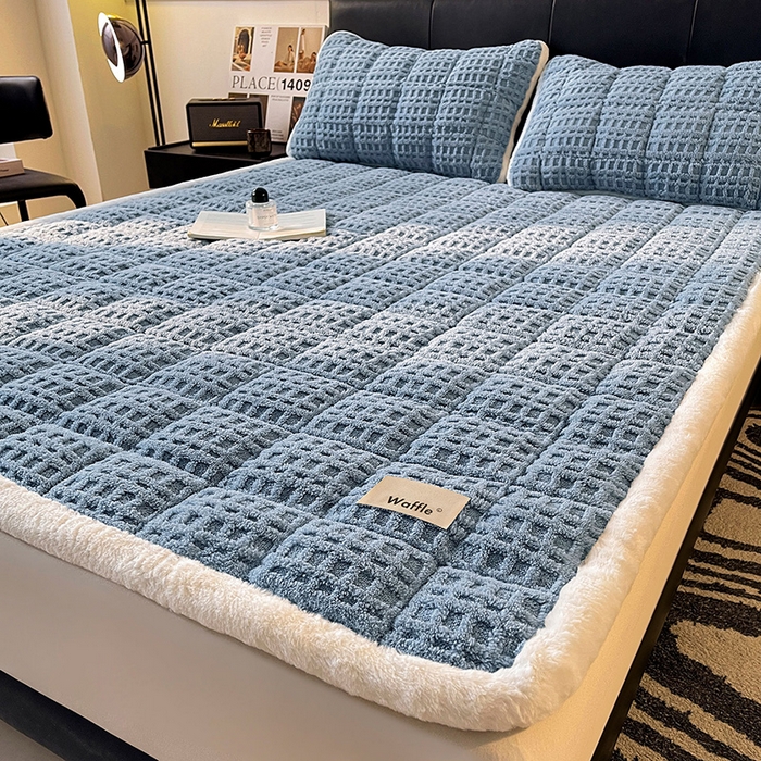 91家纺网 家纺一手货源 找家纺 （总）喜居 2025新款舒棉绒华夫格床褥垫