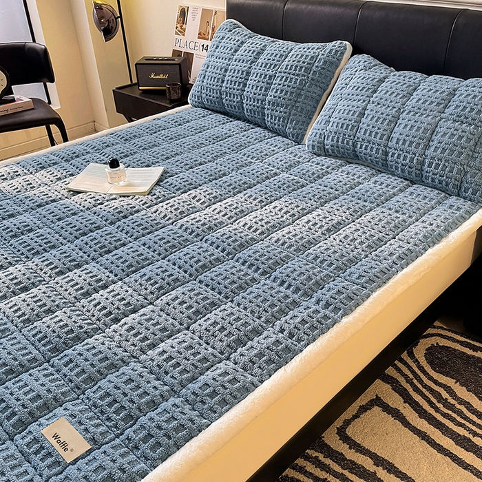 91家纺网 家纺一手货源 找家纺 （总）喜居 2025新款舒棉绒华夫格床褥垫