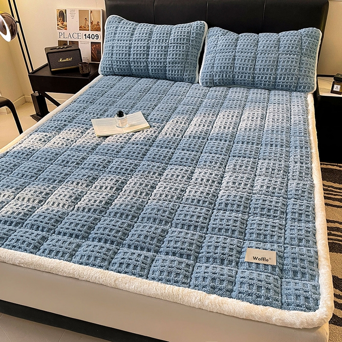 91家纺网 家纺一手货源 找家纺 （总）喜居 2025新款舒棉绒华夫格床褥垫