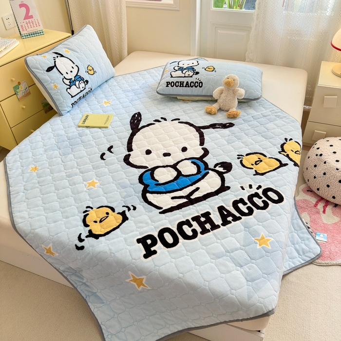 91家纺网 家纺一手货源 找家纺 希诺家居 2025新款正版授权三丽鸥大版牛奶绒床垫三件套床褥学生宿舍床垫 星星帕恰狗