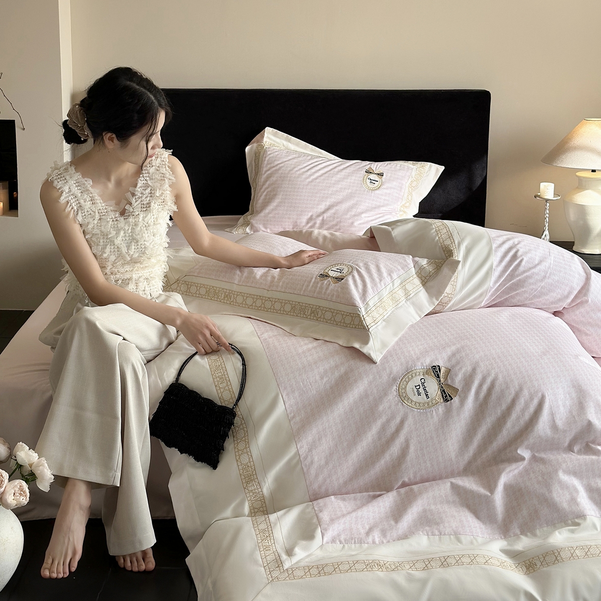 91家纺网 家纺一手货源 找家纺 （总）MIU缪家居 2025新款100支全棉磨毛四件套-莫妮卡